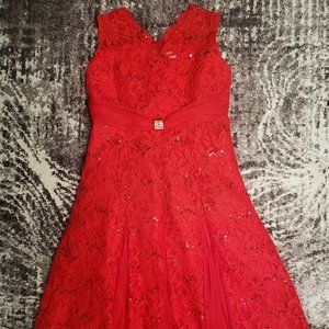 SOLD Red Sleeveless Sequin Fabric dress for Girls